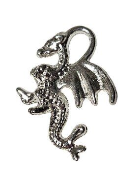 Silver Tone Dragon Charm Pendant Miniature Fantasy Design Jewelry Making DIY